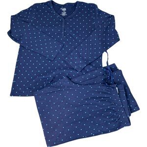 Croft & Barrow Women's 2 Pc Pajama Set Top Pants Sleepwear Navy Blue Size Small